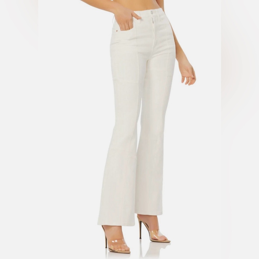 AFRM White SYLAR High Rise Patchwork Flair Jean